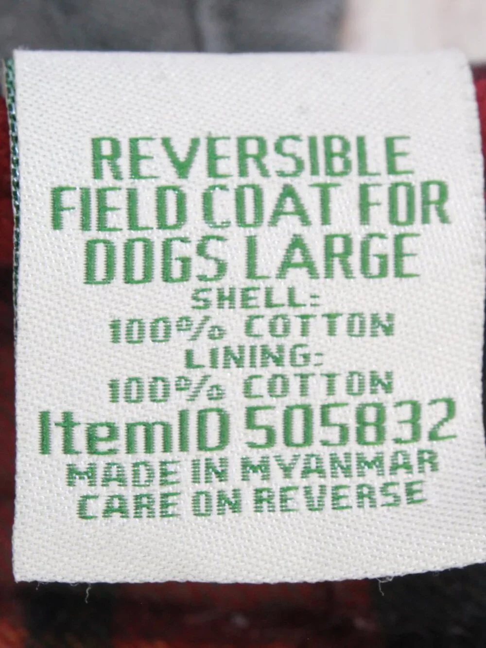 LL Bean Classic Canvas Cozy Plaid Flannel Reversible Field Coat for Dogs Large